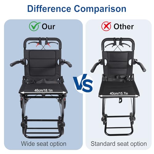 Image of 𝟐𝟎𝟐𝟔 𝐔𝐩𝐠𝐫𝐚𝐝𝐞 Wide Seat Transport Wheelchair - Foldable Lightweight Travel Wheelchair for Seniors, All Terrain Portable Chair, 300lbs Capacity with Brakes, Seat Belt