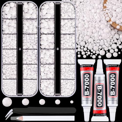 Image of TINKRSTUFF Resin Jelly Rhinestones for Crafting with B7000 Jewelry Glue, 2 Boxes White Flatback Crystals with 3Pcs 10ml Glue, Bedazzling Non Hotfix Gems for DIY Tumblers Clothing Shoes Manicure