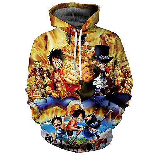 DAVIKO Anime One Piece Hoodie Trafalgar Law Cosplay Costume Monkey D Luffy Hoodies Sweatshirt Pullover, Purple, Medium