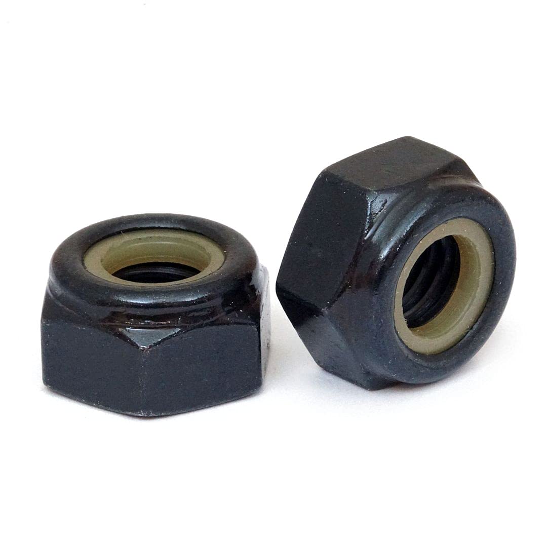 MonsterBolts - #10-32 Nylon Insert Hex Lock Nuts, Alloy Steel, Black Oxide, 10 Pack