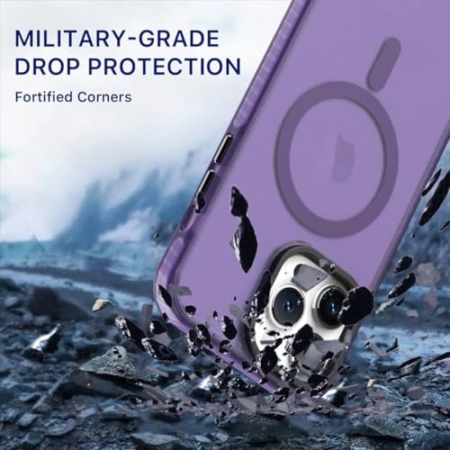 Image of MagIT Hybrid Case for iPhone 14 / iPhone 13 (6.1-inch) with Colored Frosted PC Back, TPU Full Body Frame, MagSafe Wireless Charging Compatible, Colored Aluminium Buttons (Black)