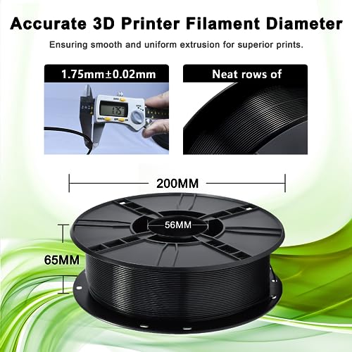Image of iBOSS PLA Plus (PLA+) 3D Printer Filament 1.75mm,1kg Spool (2.2lbs) Toughness Enhanced 3D Printing Filament,Dimensional Accuracy + /- 0.02mm,1.75mm PLA Plus Filament,Fit Most FDM Printer(Black)