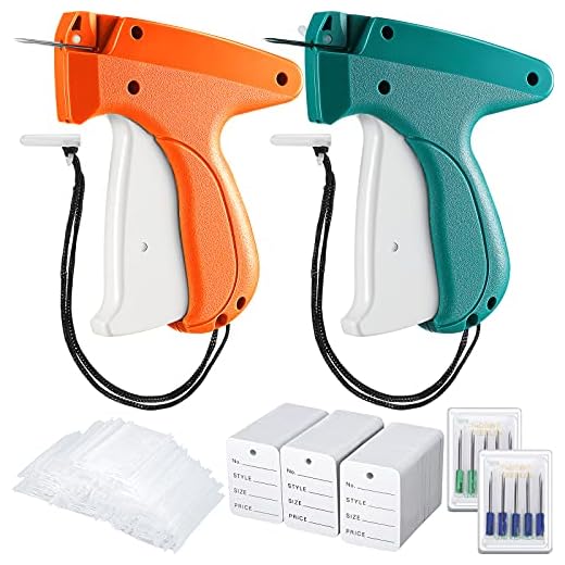 1112 Pieces Clothes Garment Tag Attacher Price Tag Gun Applicator Machine 2 Inch Standard Plastic Fastener Barb Clothing Paper Size Name Tag Steel Needle for Boutique Store (Dark Green, Orange)