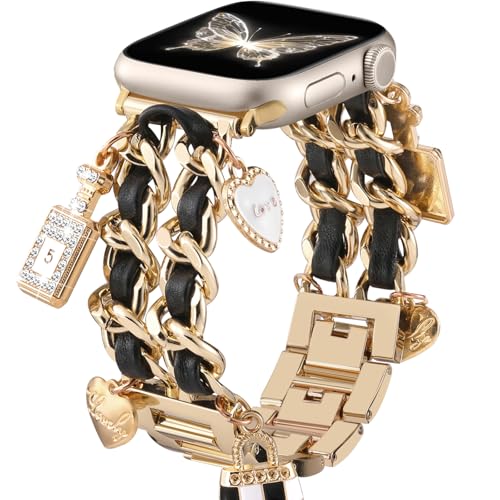 DaQin Stylish Metal Band Compatible with Apple Watch Band for Women 40mm 38mm 41mm 42mm,Pretty Chain...