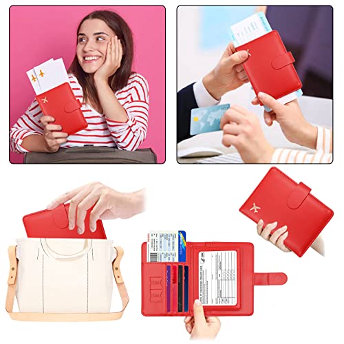 Image of Melsbrinna Rfid Passport Holder for Travel women /Men, Cute Passport Wallet Rfid Blocking Card Slots, Rfid Passport Cover /CaseTravel Wallet, Passport Book Holder, Red2, Cute