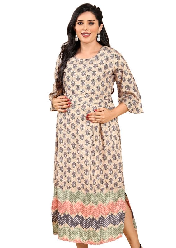 Image of RITIJYA Zipless Feeding Kurtis & Dresses for Women | Zipless Maternity Wear Gown Pregnancy Dress for Nursing Mothers | Viscose Rayon | Stylish & Comfortable | S to 4XL | Washable & Durable