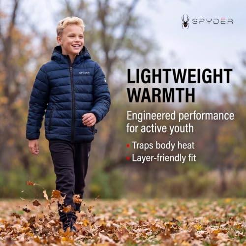 Image of Spyder Boys Puffer Jacket - Lightweight Packable Wind Water Resistant Quilted Boys Winter Coat - Cozy Insulated Winter Jacket