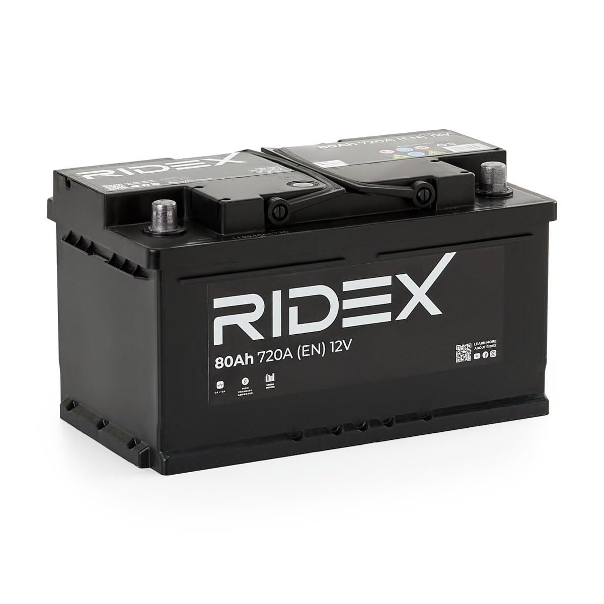 RIDEX 1S0020 Batería Coche 80Ah 720A 12V B13 DIN/ISO LB4 Baterías de Arranque de 75Ah 70Ah Compatible con FORD Fiesta Mk6 Hatchback CB1, CCN, JA8, JR8 MONDEO IV Turnier BA7, AUDI A4 B8 Avant 8K5