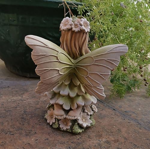 Estatua Ángel de Resina con Flores para Jardín miniatura 6