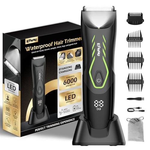 Tondeuse à poils homme ENSSU anti-coupure pour l'aine pubienne avec écran LED