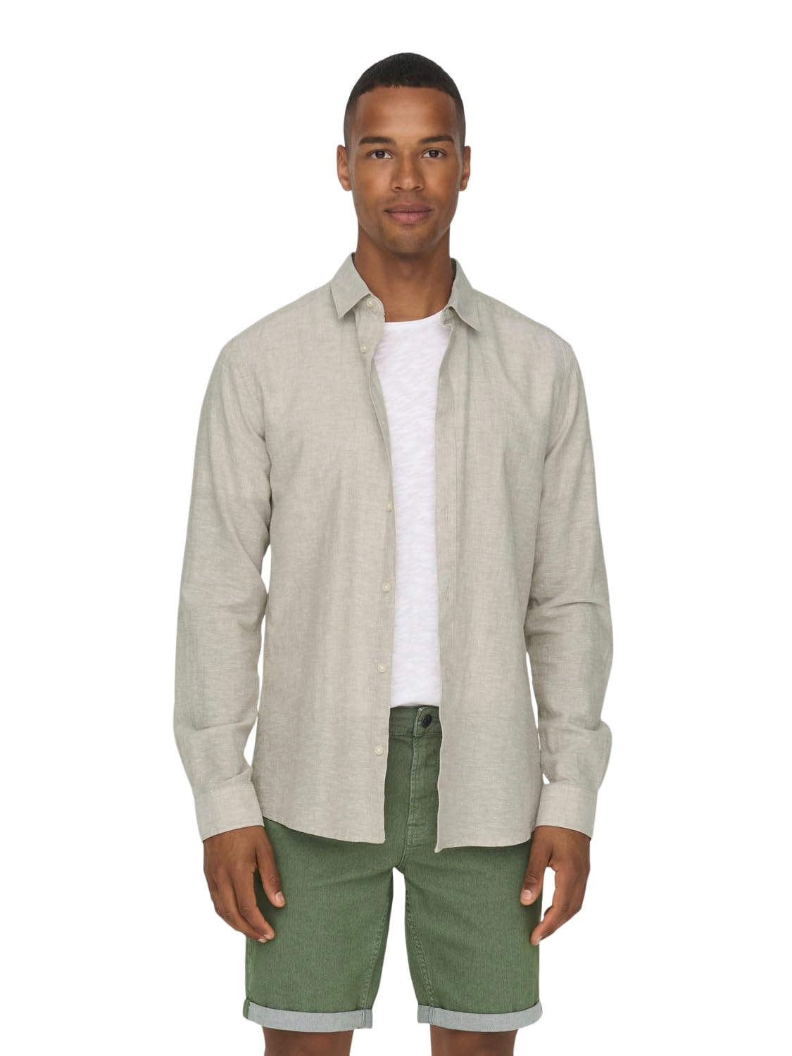 Erkek ONSCAIDEN LS SOLID LINEN SHIRT NOOS Gömlek