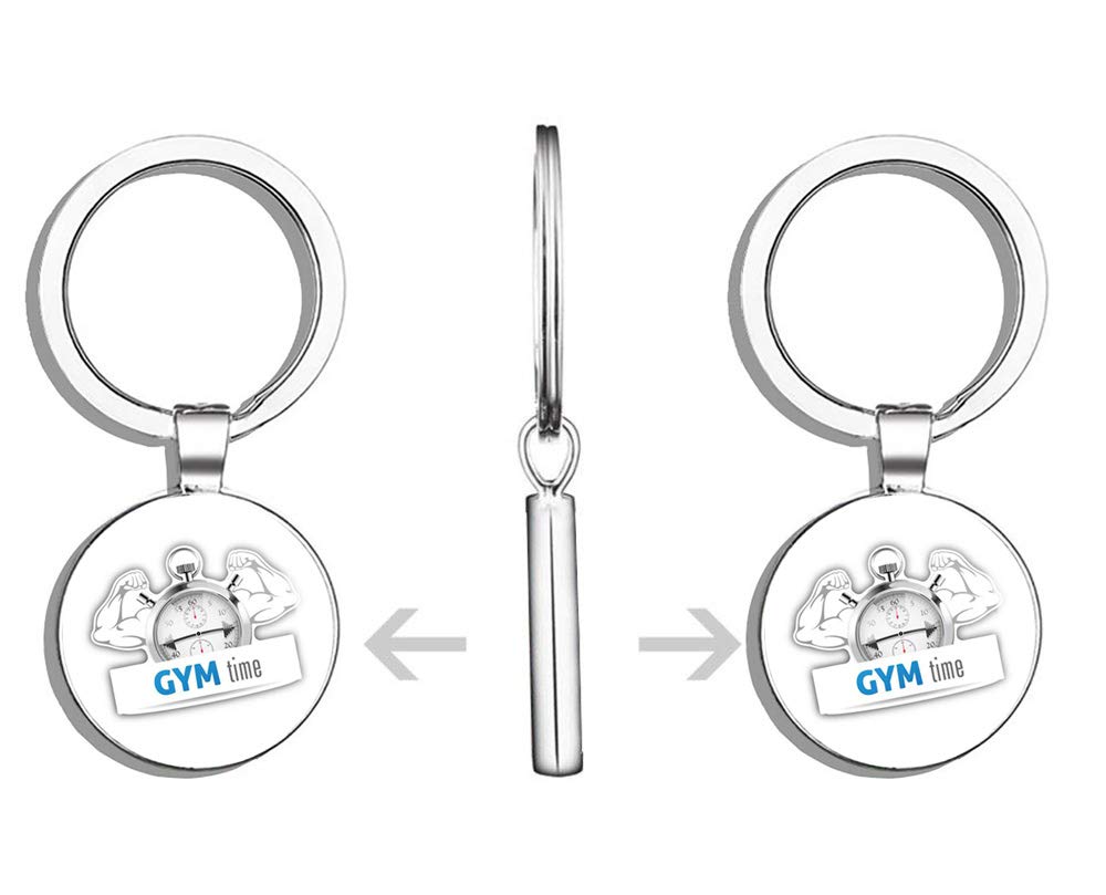 Glover Trading Stopwatch Gym Time Sport Wrestling Round Stainless Steel Metal Key Chain Keychain Ring Double Sided Deisgn
