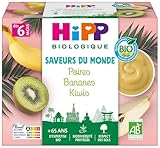 HiPP - Saveurs du Monde - Poires Bananes Kiwis Coupelles - 4x100g...