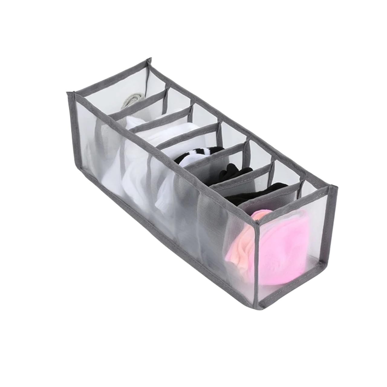 BAYNOPURIN Sock Storage Box Fabric Underwear Bra Storage Box Sorting Panty Socks Compartment Drawer Organizer Home(Gray 7 grids)