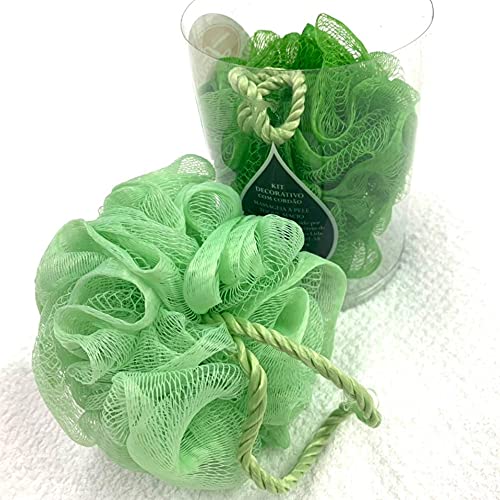 Kit Com 02 Esponjas De Banho Com Cordão Nylon Bouton Verde