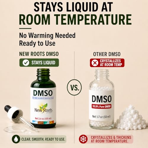 Image of NEW ROOTS HERBAL DMSO Liquid 99.9 with Dropper (3.4 oz) Dimethyl Sulfoxide (100ml) | DMSO Drops Low Odor | DMSO Liquid Tincture with Pipette, Fast-Drying Formula