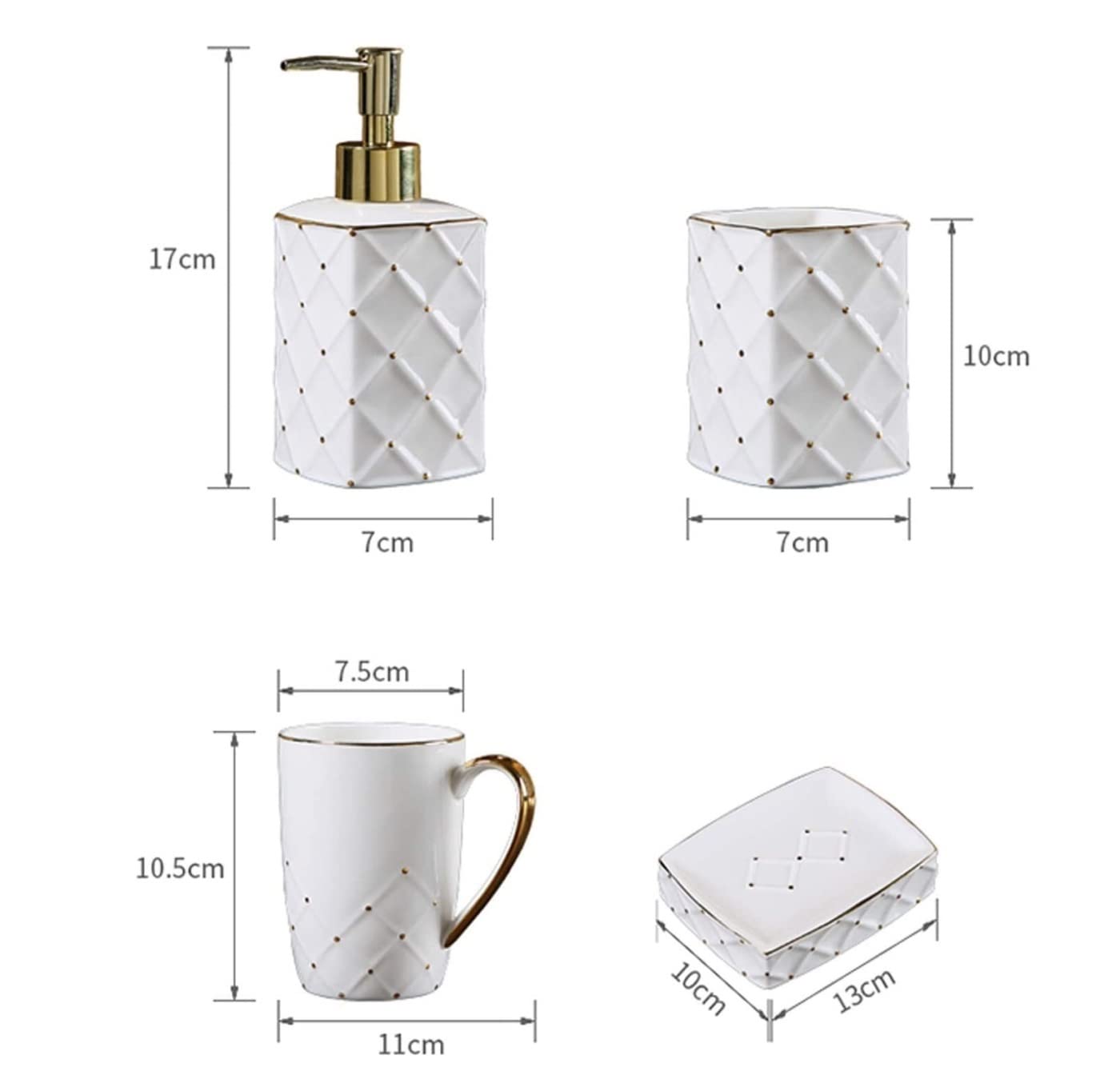 Badezimmer Set Seifenspender Set Badezimmer-Set Aus Keramik Im Barockstil, 5-teilig, Im Europäischen Stil, Kreatives Badezimmerzubehör, Badezimmerzubehör-Set Deko Badezimmer (Color : A)