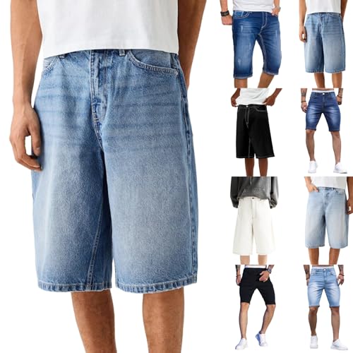 Loose Fit Jorts Men Baggy Y2K Skateboard Long Wide Leg Jean Shorts