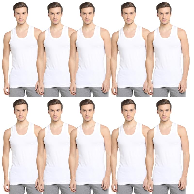 innero Men's Cotton Sleevless Round Neck Vest, Baniyan, Ganji, Undershirt (White)-picture-39