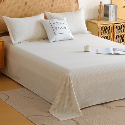 Image of Story@Home King Size Bedsheet | Air Cotton Flatsheet King Size with Two Pillow Covers| 240 TC | Super Soft Bed Sheet for King Size Bed | Floral Design (270 x 250 cm, Off White & Beige)