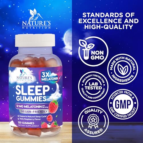 Sleep Gummies for Adults Extra Strength - 12 mg Melatonin Sleep Gummy Supplement, Melatonin Gummy for Occasional Sleep Support Supplement, Vegan, Non-GMO, Gluten Free, Gomitas para Dormir, 120 Gummies - Image 5