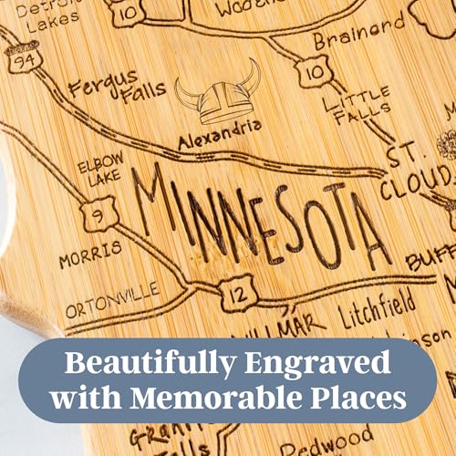 Tabla de cortar con forma del estado Minnesota en bambú miniatura 3