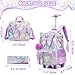 ZBAOGTW Butterfly Rolling Backpack for Girls 8-12 Kids Rolling Backpack for School Backpacks for Girls with Lunch Box Schoolbag for Elementary Primary