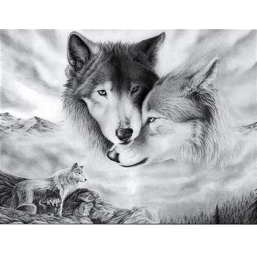 Kit Complet de Peinture au Diamant Adultes et Enfants : mosaïque loup 50x100cm