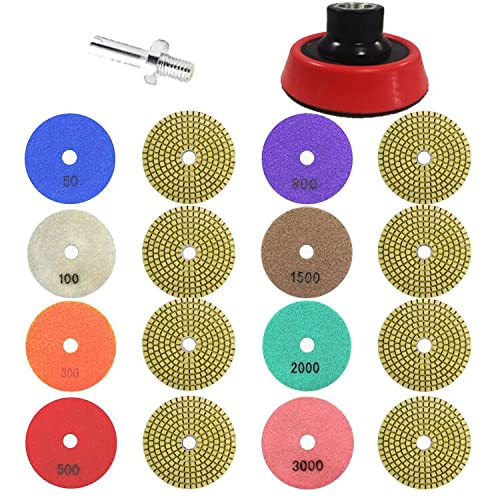 3 inch Granite Polishing Kit Diamond Polishing Pads, 18pcs Marble Polishing Kit for Stone