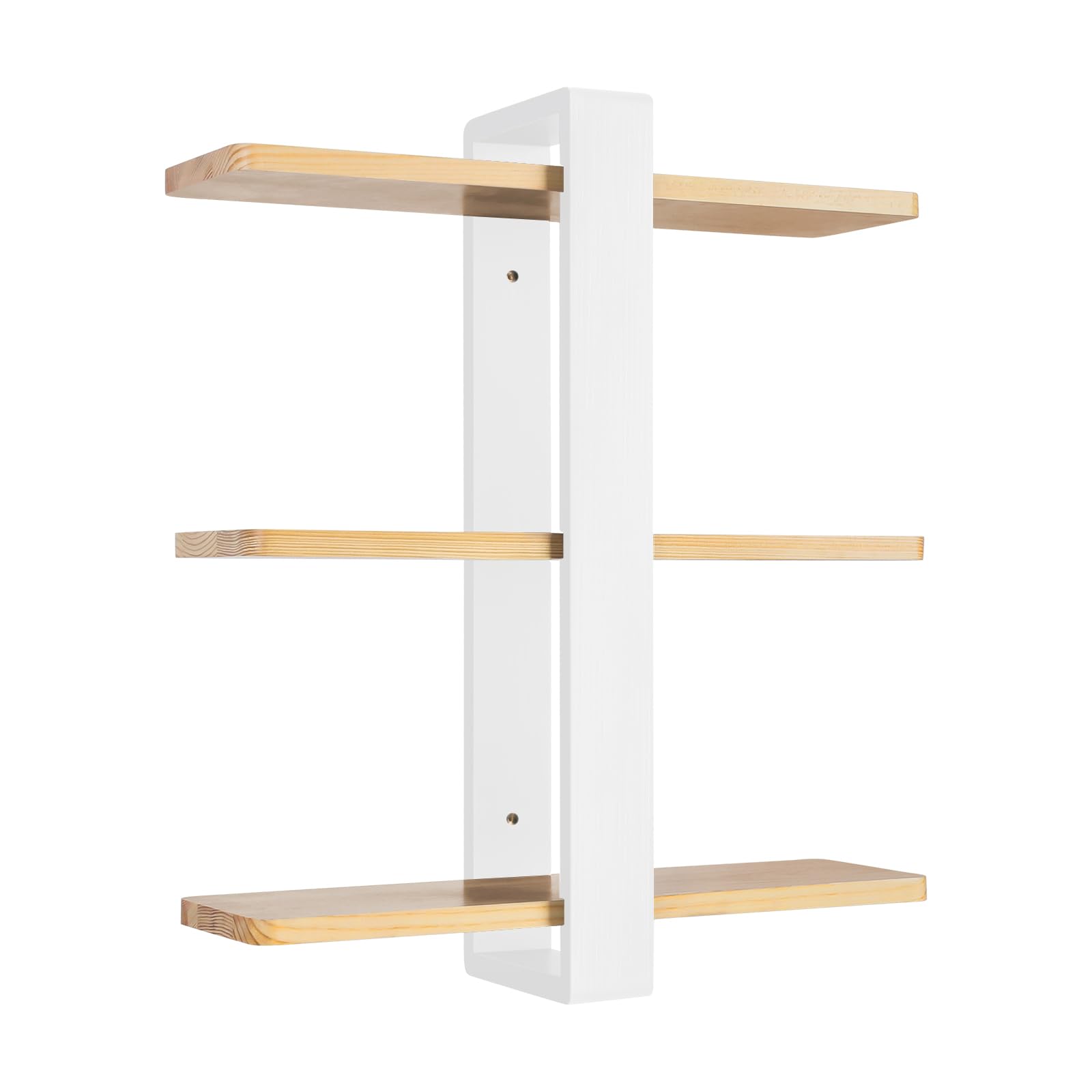 HUOLE Mensola da parete industriale in acciaio per tubi in legno, mensola sospesa, libreria a 3 livelli, per cucina, soggiorno, camera da letto, 58 x 50 x 16 cm, bianco (2 pezzi)