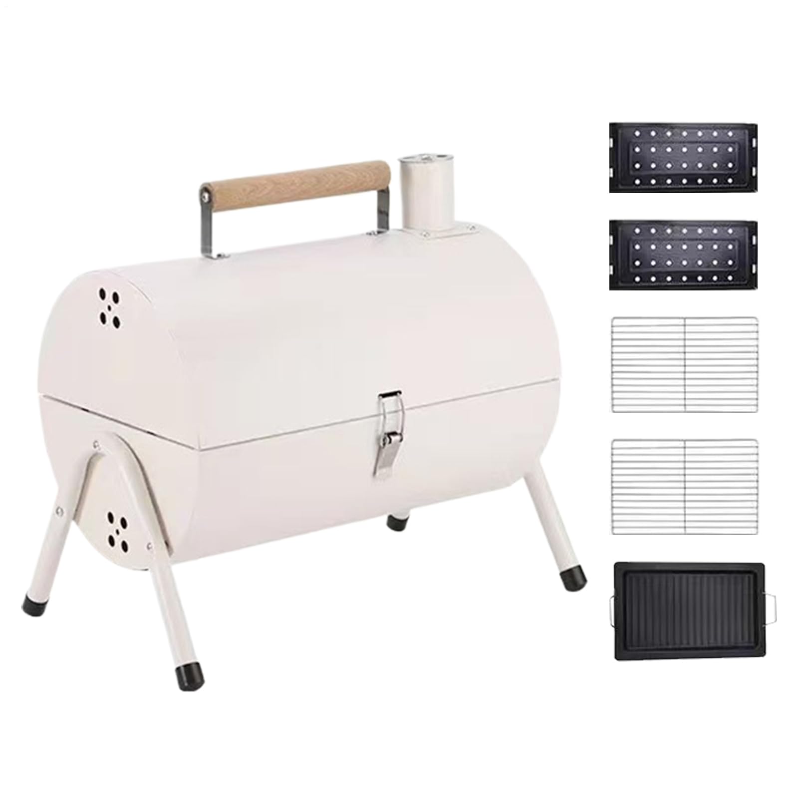 Parrillas De Carbón Tipo Barril - Barbacoa Ahumador Para Jardín - Barbacoa de Barril Ligera y Ventilada para Terraza, Jardín, Balcón, Camping, Patio y Picnic