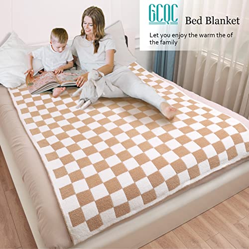 Gcqc Gift For Mom Checkered Throw Blanket, Knitted Checkerboard Warmer Shaggy Soft Cozy Fuzzy Bed Blanket With Gifts Box For Home Chair Sofa Couch #TOP1