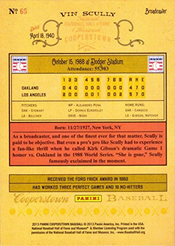 2013 Panini Cooperstown Baseball Card #65 Vin Scully MINT