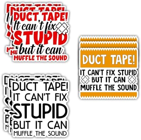 [9PCS-3IN] Duct Tape It Can't Fix Stupid But It Can Muffle The Sound Sticker Funny Sayings Quotes Inspirational image 5
