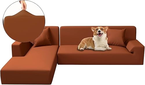 JULAND Funda de sofá para sofá modular en forma de L, fundas de sofá de 2 piezas antideslizantes, sofá de 3 asientos + protector de muebles de 3