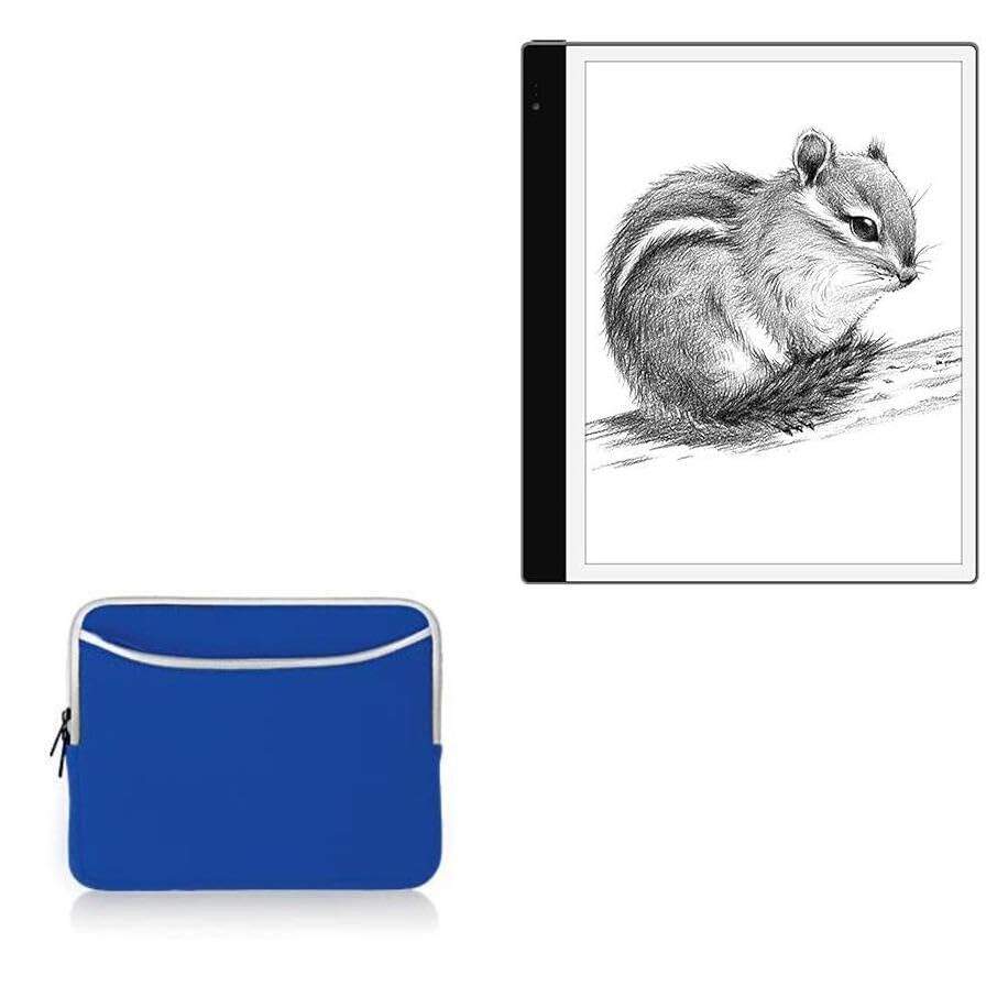 BoxWave Case Compatible with Bigme inkNoteS (10.3 in) - SoftSuit with Pocket, Soft Pouch Neoprene Cover Sleeve Zipper Pocket - Super Blue