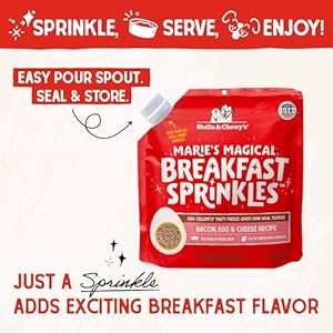 Stella & Chewy's Marie's Magical Breakfast Sprinkles Freeze-Dried Raw Bacon, Egg & Cheese Recipe Grain-Free Dog Food Topper, 7-oz Bag Stella Chewys Maries Magical Breakfast Sprinkles Freeze Dried Raw Bacon Egg Cheese Recipe Grain Free Dog Food Topper 7 oz Bag