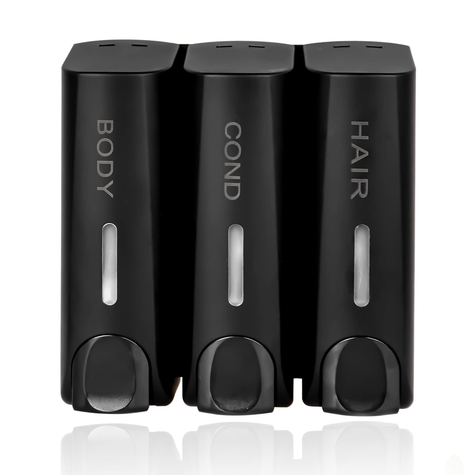 ILIKEPOW Soap Dispenser Wall Mount No Drilling Required 3 Plastic Shampoo Shower Gel Conditioner Dispenser for Kitchen, Shower, Bathroom, Hotel (350 ml, Matte, Black)