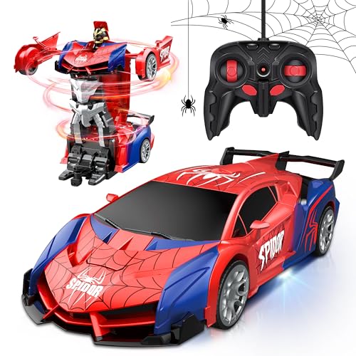 Herefun Transformador telecomandado carro brinquedo para meninos e meninas a partir dos 8 anos, robot RC com cabo de carregamento, 2 em 1