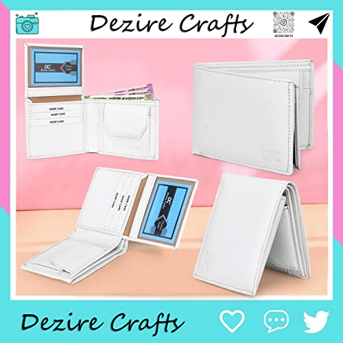 Image of Dezire Crafts Men Formal, Casual Black Artificial Leather Wallet (6 Card Slots) (White)