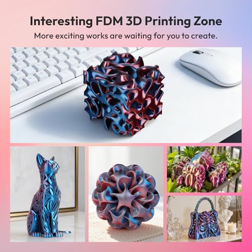 Image of AMOLEN Silk PLA 3D Printer Filament Bundle, Shiny Silkverse 4 Colors in 1 Filament 1.75mm Pack Multi Color from 4 Angles, Blue /Red /White /Black