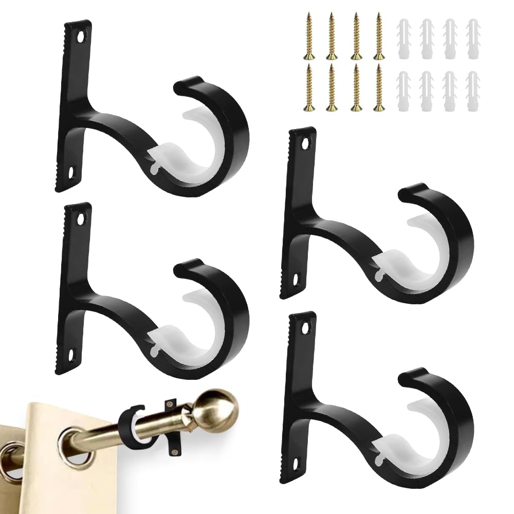 2 Supports De Tringle à Rideaux Plafond Réglables - Pour Tringles ø20-28 Mm, En Alliage Aluminium Blanc - 3