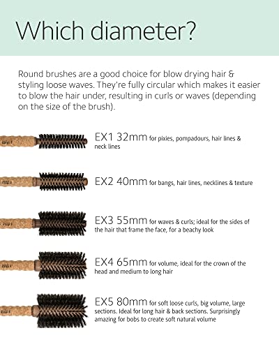 Ibiza Hair Professional Round Boar Hair Brush (Ex5, 80Mm), Lightweight With Reinforced Bristles & Cork Handle, For Loose Curls, Big Volume & Large Sections, Add Texture & Shine For Medium To Long Hair #TOP4
