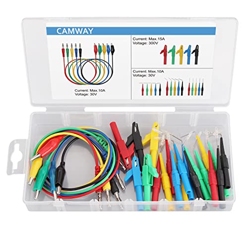 Camway 25Pcs Back Probe Test Lead- 15Pcs Back Probe Pins & 5Pcs Banana Plug To Alligator Clip 5 Pcs Alligator Clips For Multimeter Diagnosis Circuit Testing #TOP6