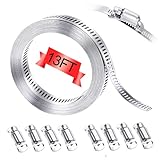 maierke 304 Stainless Steel Hose Clamp Assortment Kit,DIY 13FT Metal Strap + 8 Stronger Fasteners,Adjustable Large Worm Gear Hose Clamps Screw Clamps for Pipe,Duct,Tube,and Fuel Line