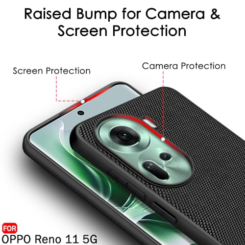 Image of TheGiftKart Back Cover Case for Oppo Reno 11 5G | Slim & Lightweight | Ultra-Premium Design | Camera Protection Bump | Fabric Texture Case Cover (PC & TPU, Black)