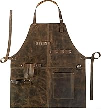 HpLive PU Leather Work Apron Waterproof Thickened Aprons for Kitchen Workshop Grill Craft Slaughterhouse