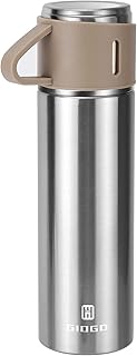 Stainless Steel Thermo 500ml/16.9oz Vacuum Insulated Bottle with Cup for Coffee Hot drink and Cold drink water flask.(Brown,Single)