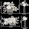 4pcs Accessoires pour cheveux de demoiselle d'honneur, peignes latéraux pour cheveux de mariage, épingles à cheveux de fleurs pour femmes filles #2
