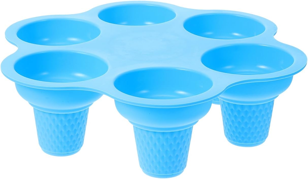 DOITOOL 6-Hole Silicone Ice Cream Mold for DIY Home Use, Blue